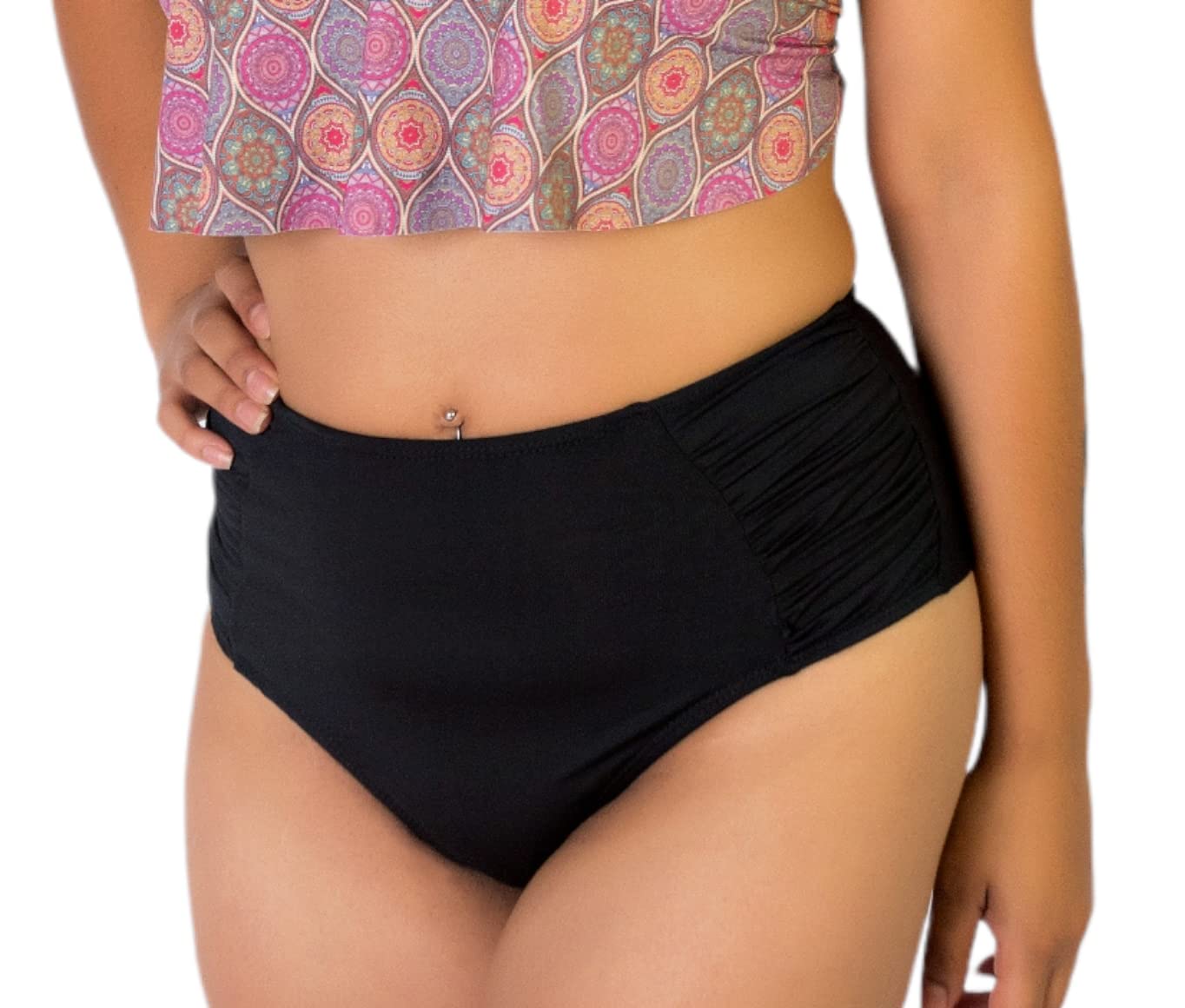 Brazilian Breeze Women's High Waisted Tummy Control Cheeky Retro Bikin