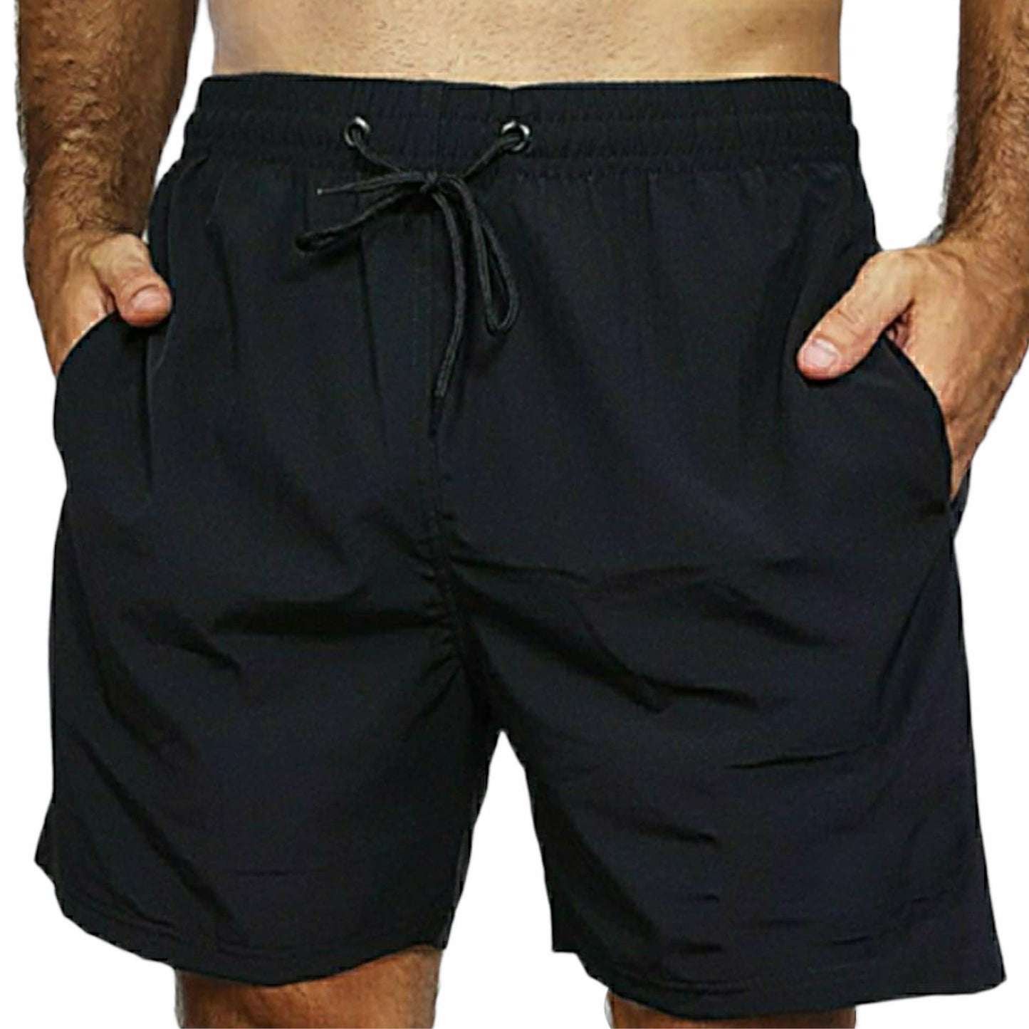 Brazilian Breeze Men's Swim Trunk Quick Dry Summer Beach Shorts 3 Pkts (Small, Black)