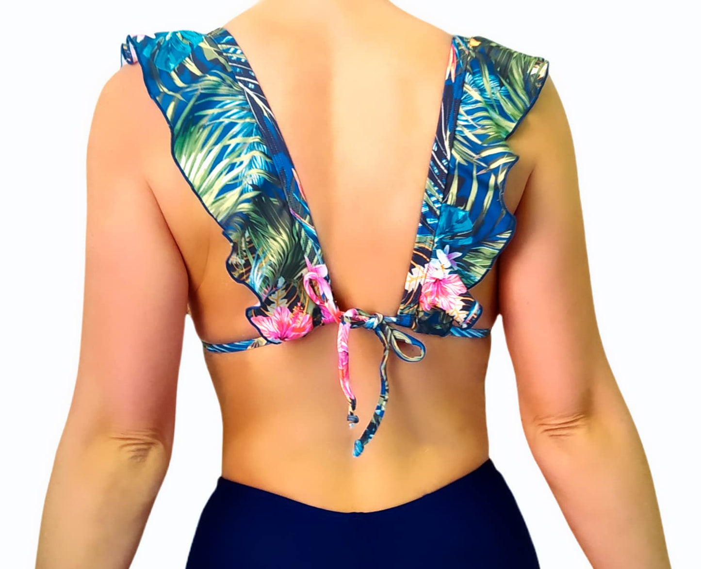 Brazilian Breeze Women's Padded Triangle Ruffled Shoulder Straps Bikini Top Made in Brazil