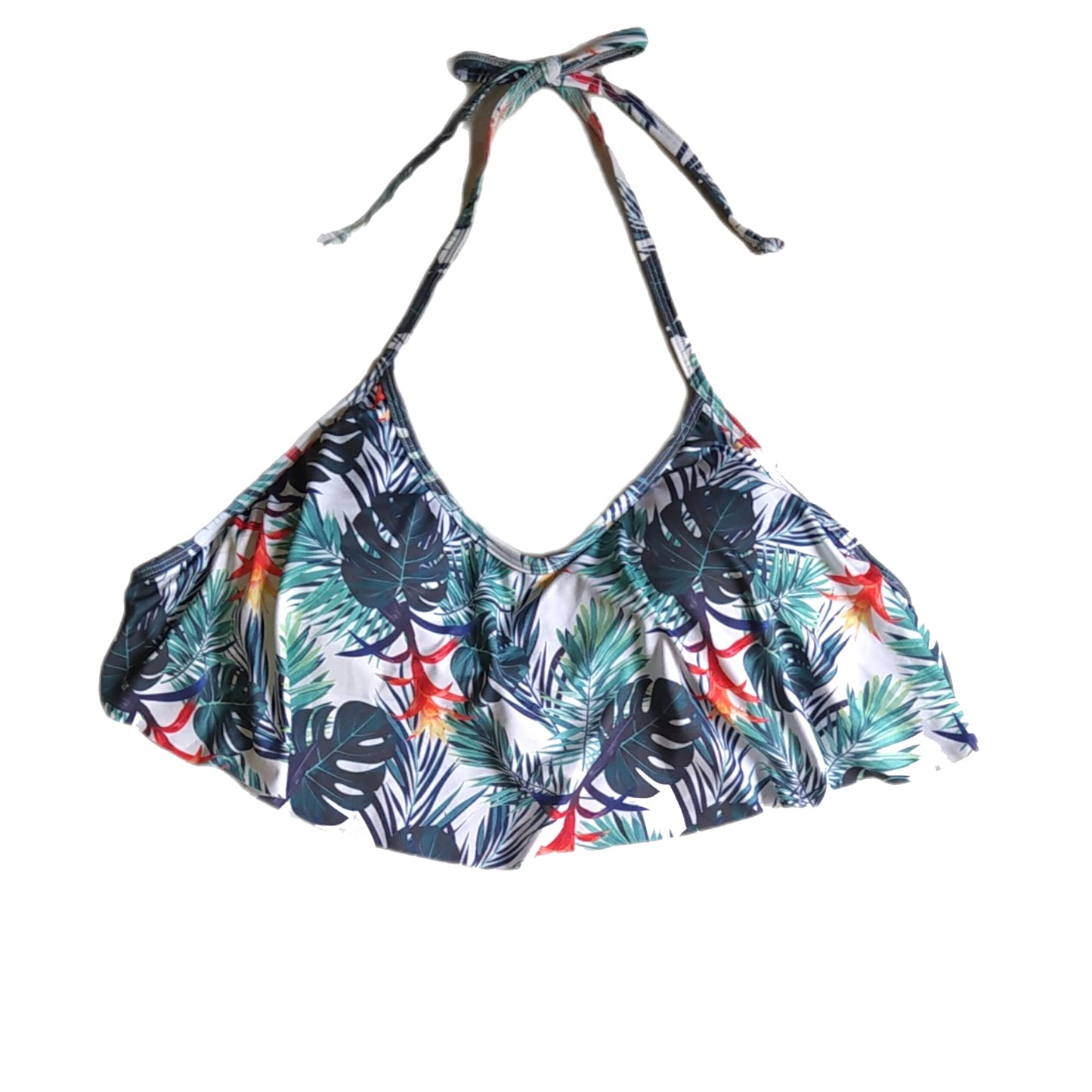 Brazilian Breeze Women's Padded Halter Crop Ruffles Bikini Top Made in Brazil.